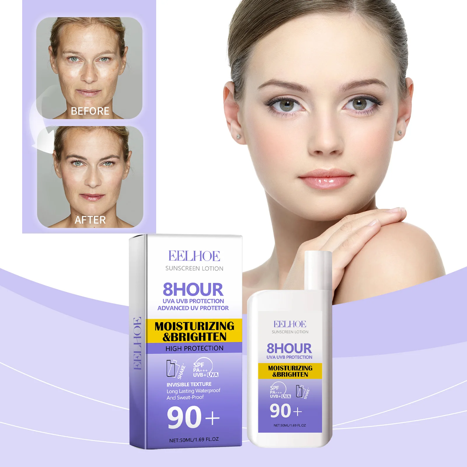 Face Moisturizer Spf - EELHOE crème solaire SPF 90 crème