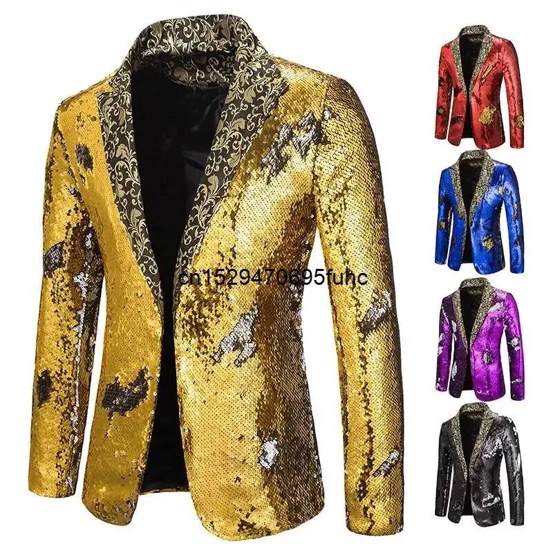 Men'S Grooming Club - Blazer homme scintillant à col châle,