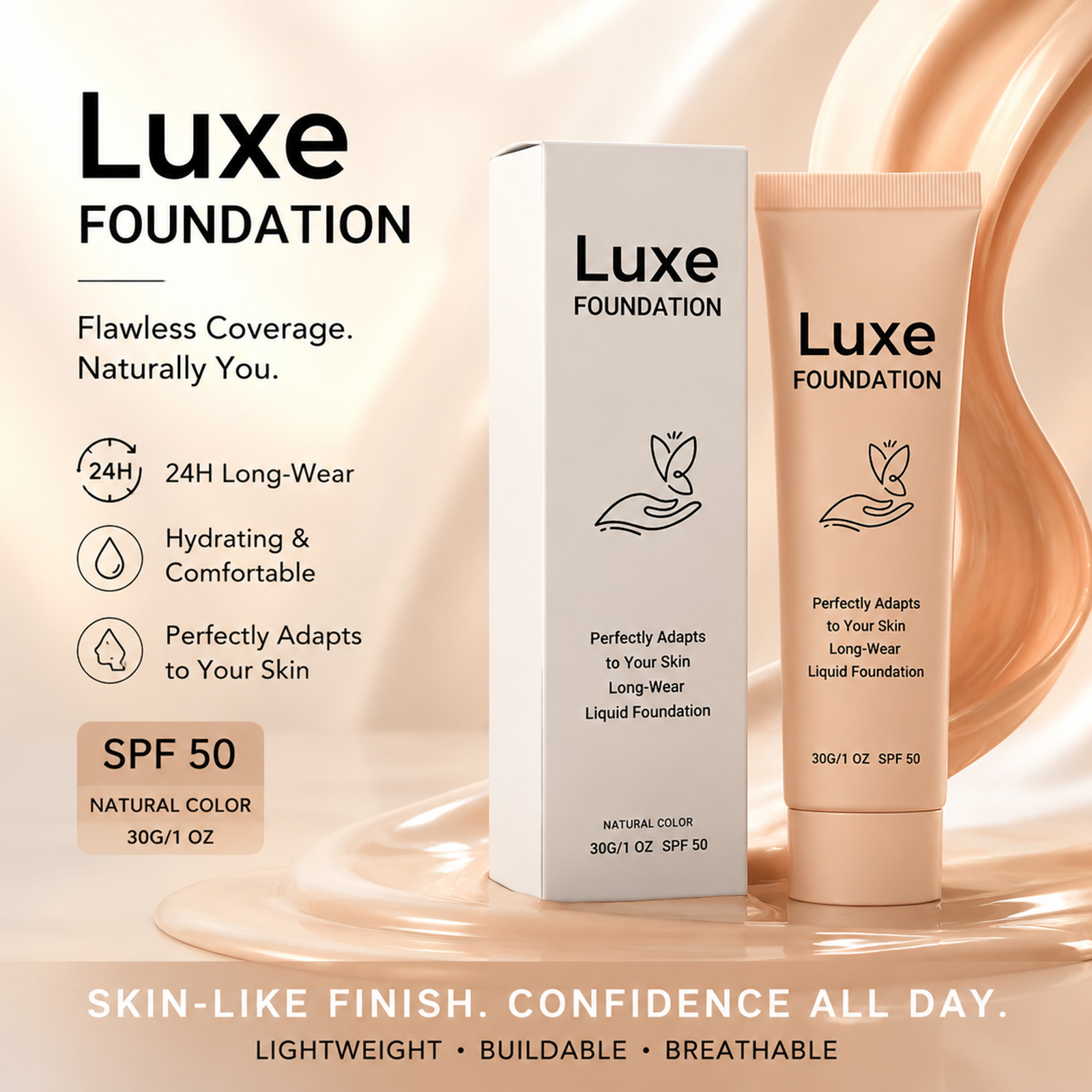 Face Moisturizer Spf - Fond de teint SPF 50+ changeant