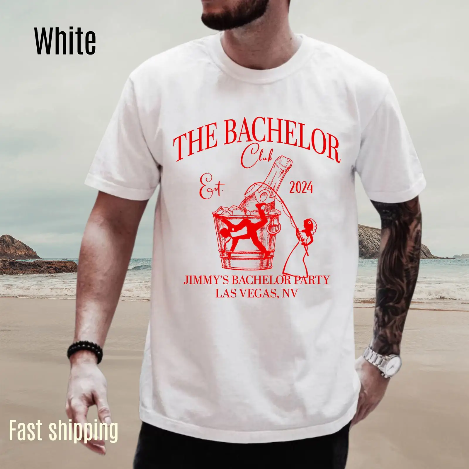 Men'S Grooming Club - T-shirt personnalisé The Bachelor Club 2024,
